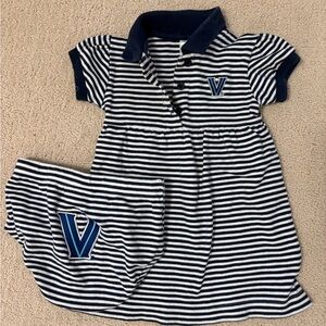 Striped Navy and White Kids Dress Set